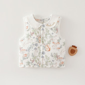 婴儿马甲秋冬夹棉薄棉保暖60克外穿背心新生儿男女宝宝坎肩