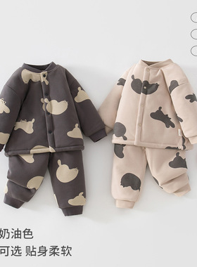 婴幼儿A类棉衣分体高腰套装夹棉160g男女宝宝衣服秋冬棉衣两件套