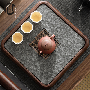 贤呈堂 茶具托盘 高档乌金石茶盘 客厅小茶台家用干泡台小型储水式