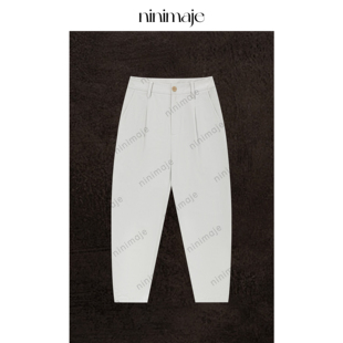 西裤 休闲裤 女春季 阔腿裤 子 新款 NANBEIBEI南北贝烟灰全棉立裁时装