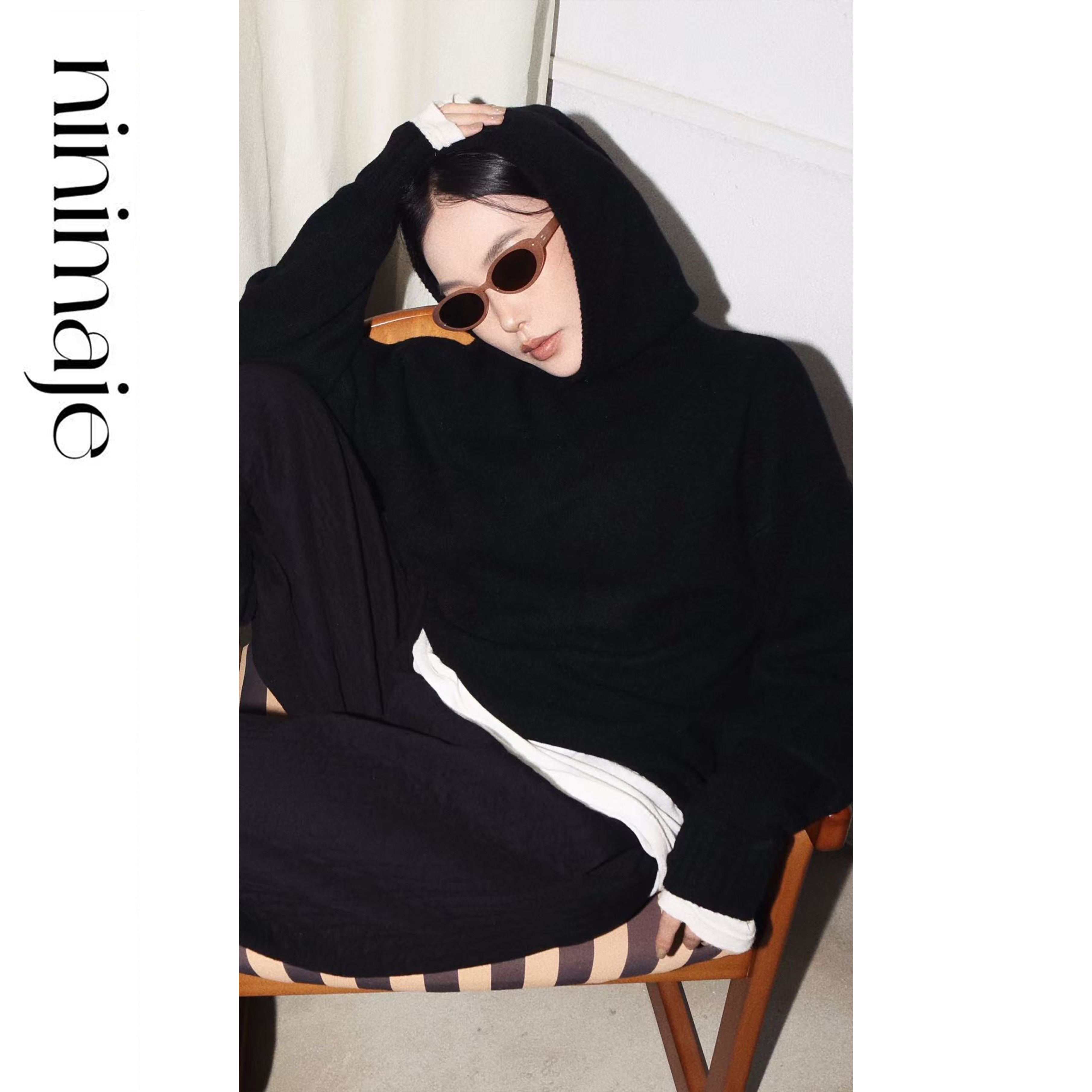 南北贝'连帽衫'简约极简设计感梭织卫衣女新款慵懒风百搭好穿上衣