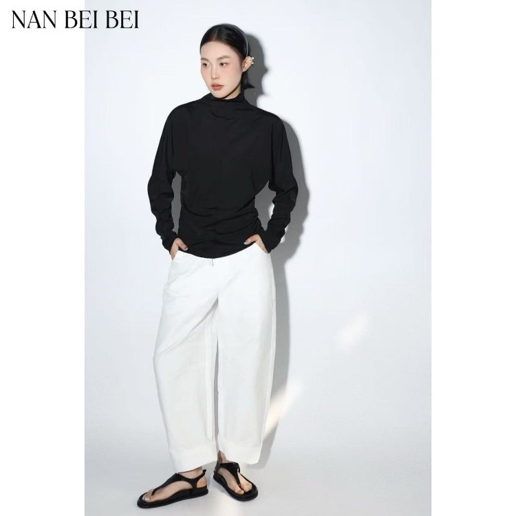 高级感黑色长袖t恤女结构