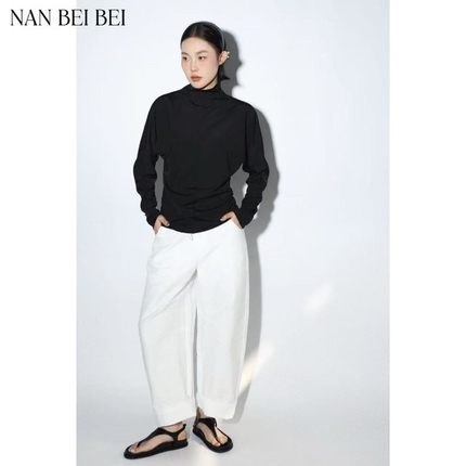 现货/【南北贝】‘结构T’新款高级感黑色长袖t恤女结构上衣 076