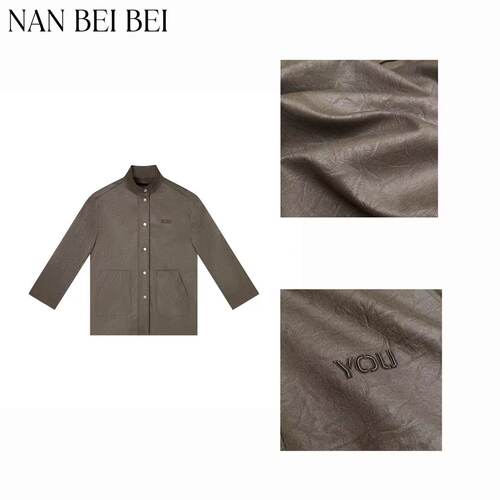 春季设计感复古格纹立领廓形外套