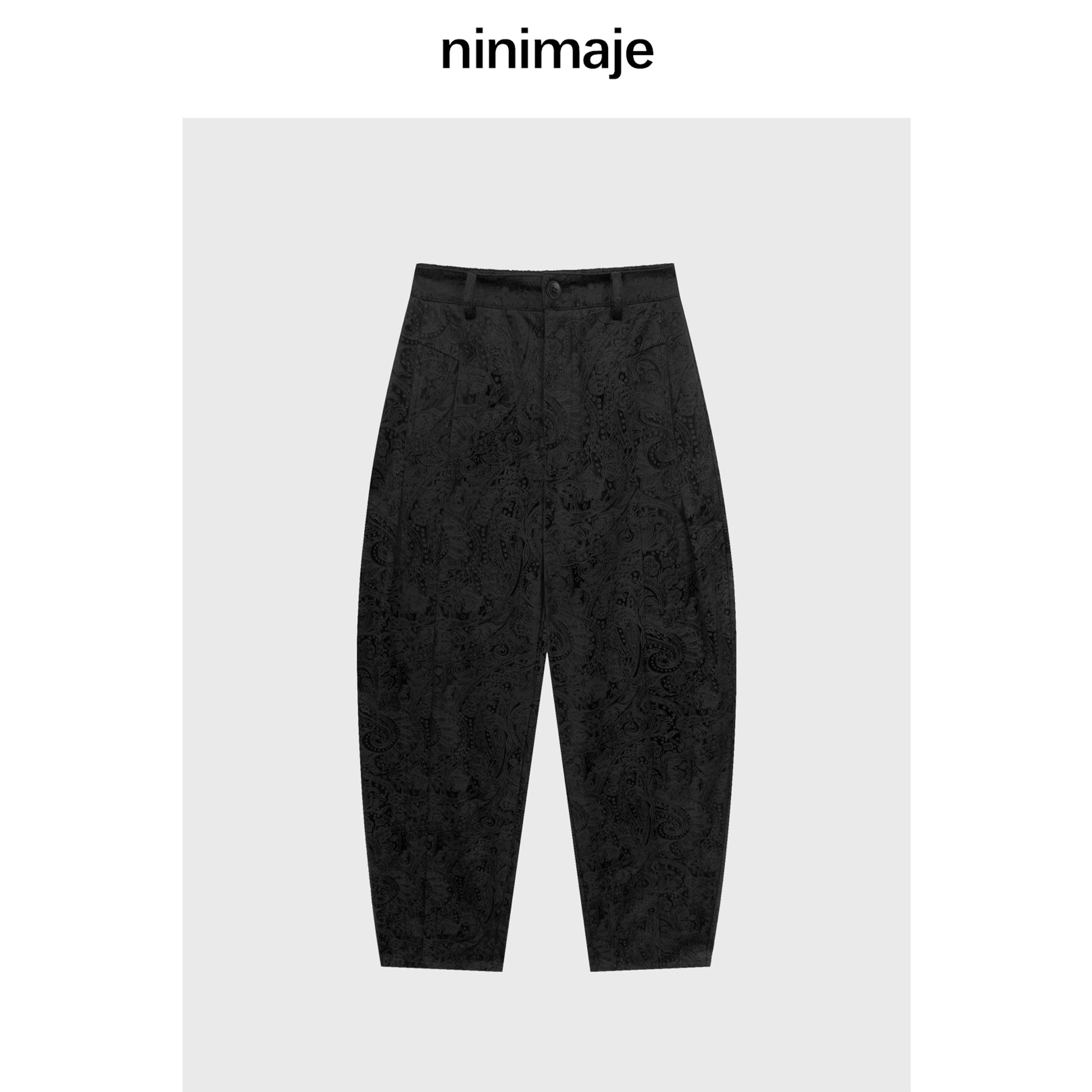 黑色提花时尚百搭裤子女