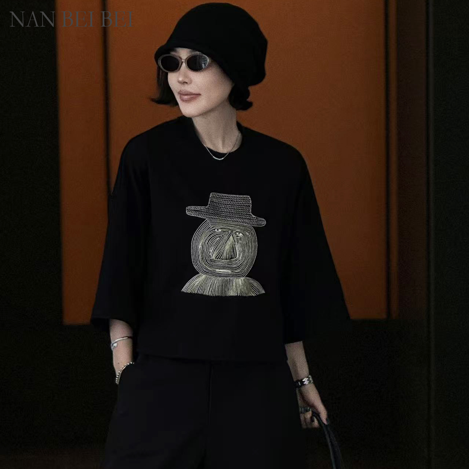 刺绣宽松纯棉t恤女夏季新款薄款