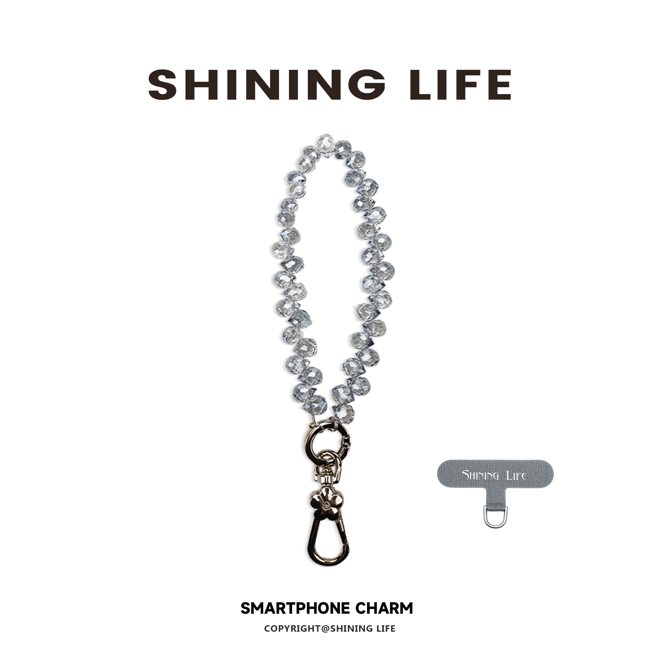 SHINING LIFE品牌原创灰发发水晶手机链小众轻奢精致高级