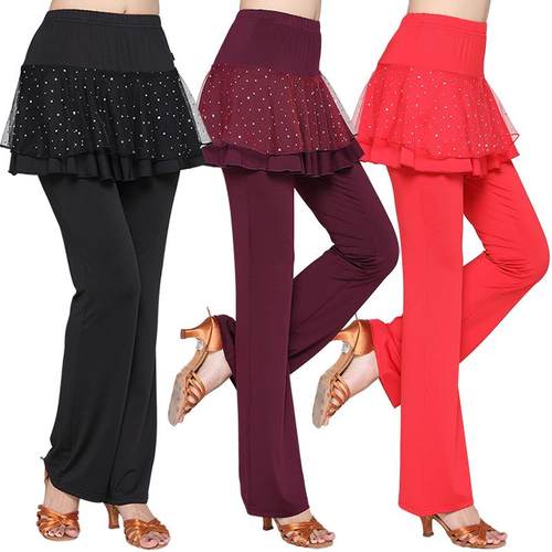 夏季广场舞服装新款裙裤牛奶丝成人女跳舞蹈裤练功表演服长裤子