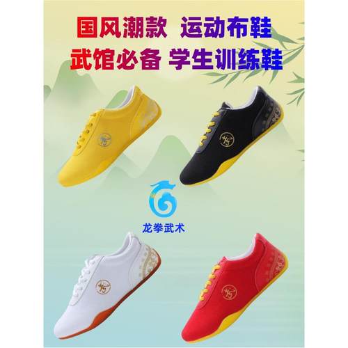 儿童武术小白鞋跆拳道太极训练布鞋男女学生国风时尚潮流运动