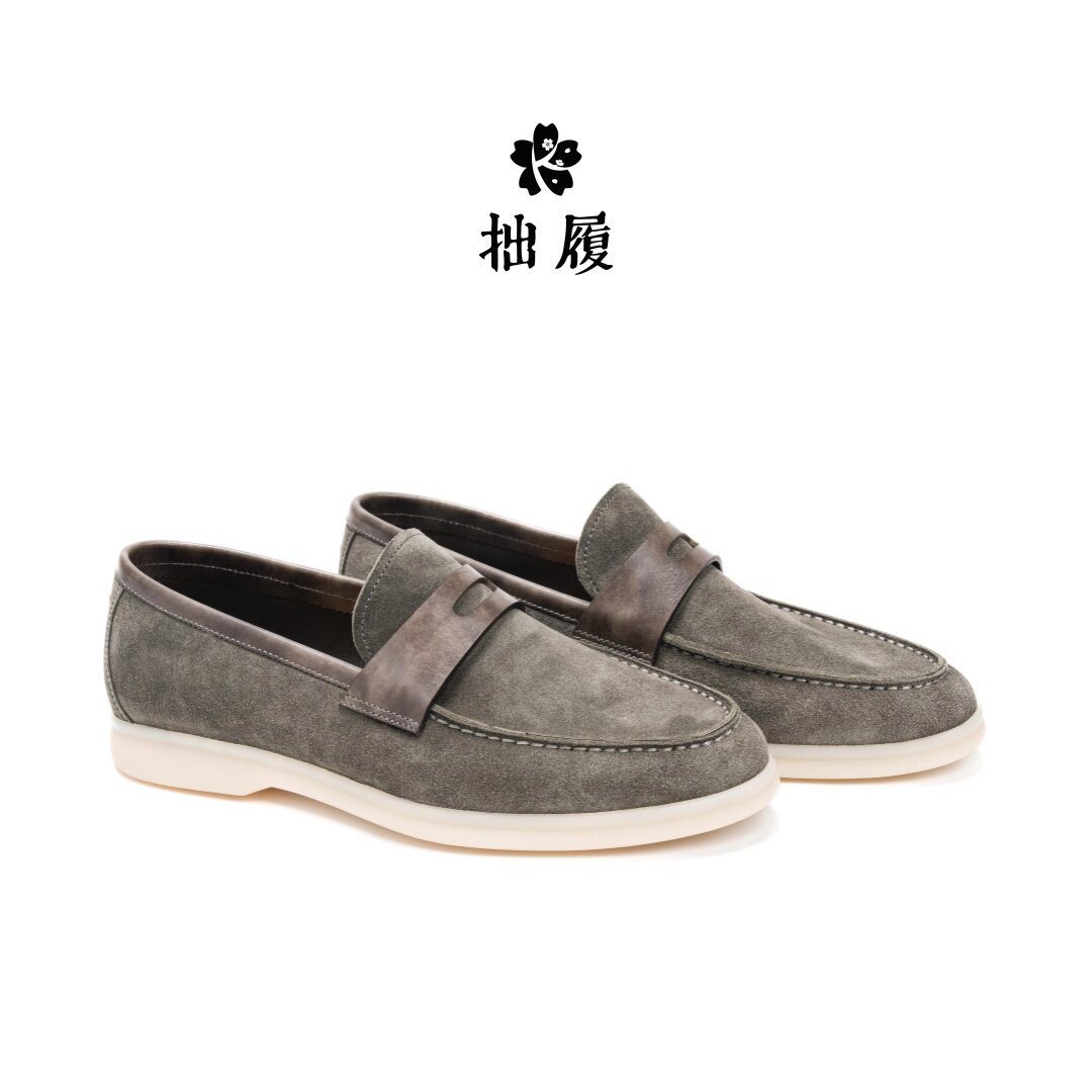 小牛皮反绒休闲乐福鞋图片