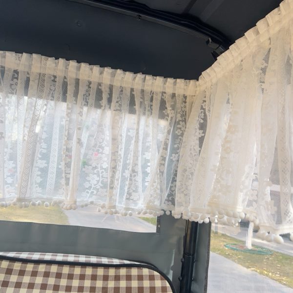 装饰魔术贴电动三轮车遮阳帘内饰小配件四轮车蕾丝纱帘装饰用品