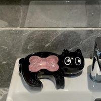 積置物架家用可愛咪水榮雄瀝水收納盒黑貓肥皂盒皂碟擺件香皂盒不