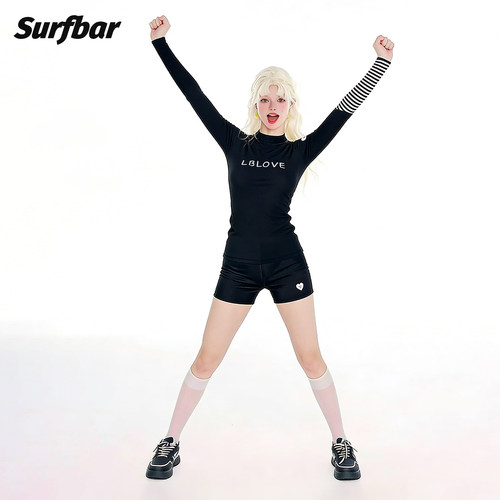 温泉泳衣女分体保守长袖显瘦大码防晒浮潜水服海边度假冲浪水母服