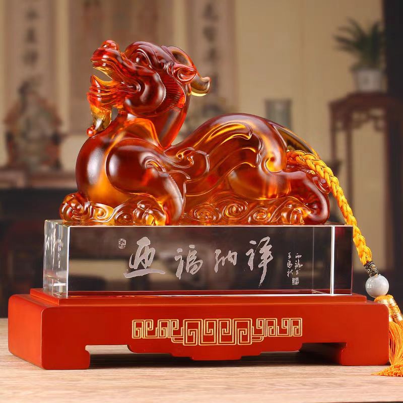 琉璃玉貔貅摆件迎福纳祥皮丘办公室酒柜装饰品送朋友客户开业礼品