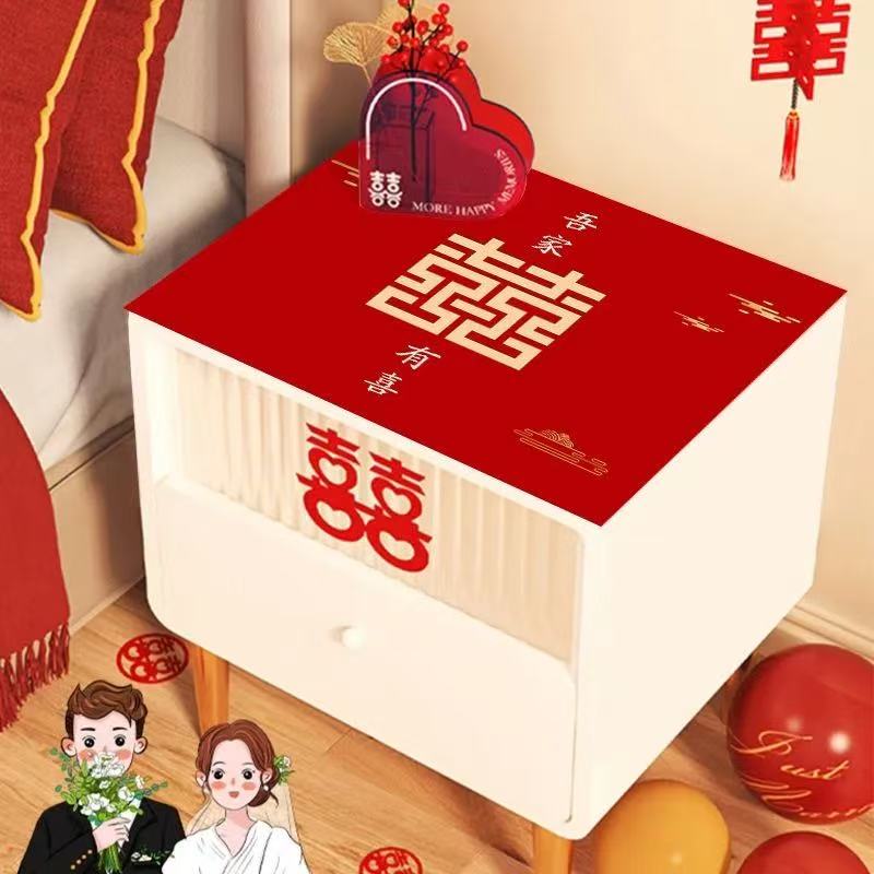 婚房床头柜盖布防水防油结皮革垫
