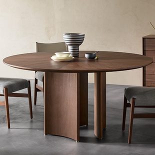 月半圆餐桌侘寂风北美黑胡桃木意式 Kea可纳 极简大理石餐台高端Z