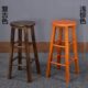 ll实木脚凳简约北欧奶茶店靠背吧台椅家用复古圆櫈子酒吧椅梯凳