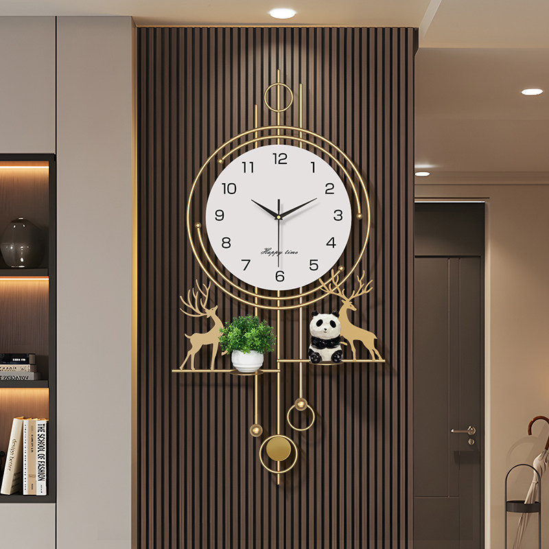 格栅轻奢金属挂钟客厅装饰