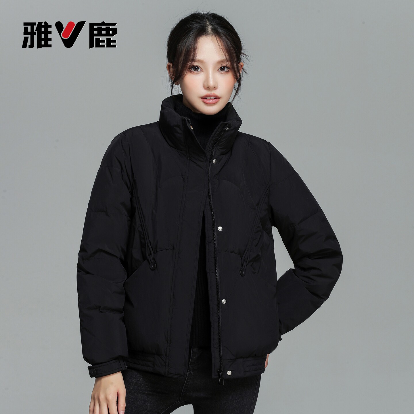 雅鹿时尚羽绒服女2026秋冬新款小个子百搭上衣服纯色短款保暖外套