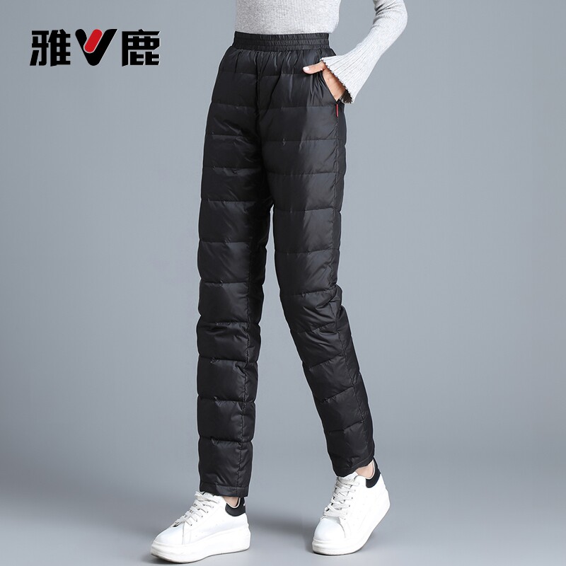 雅鹿羽绒裤女外穿显瘦2026冬季新款加厚休闲直筒高腰保暖女士长裤