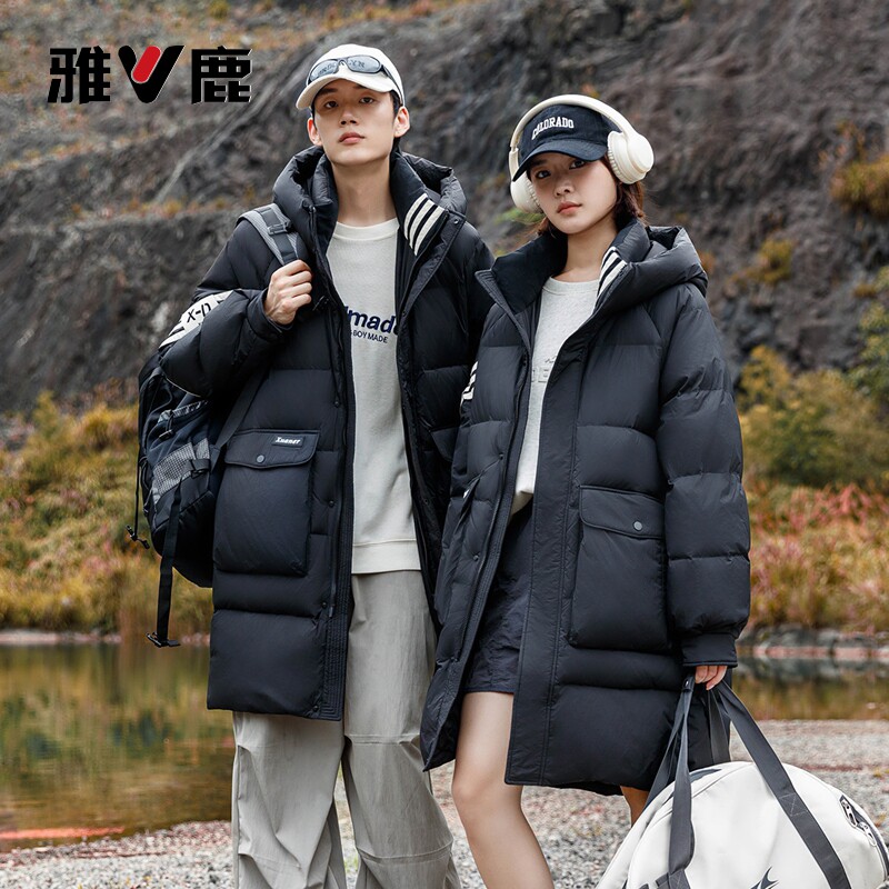 雅鹿羽绒服男女同款2026冬季新款中长宽松连帽冬装情侣款保暖外套