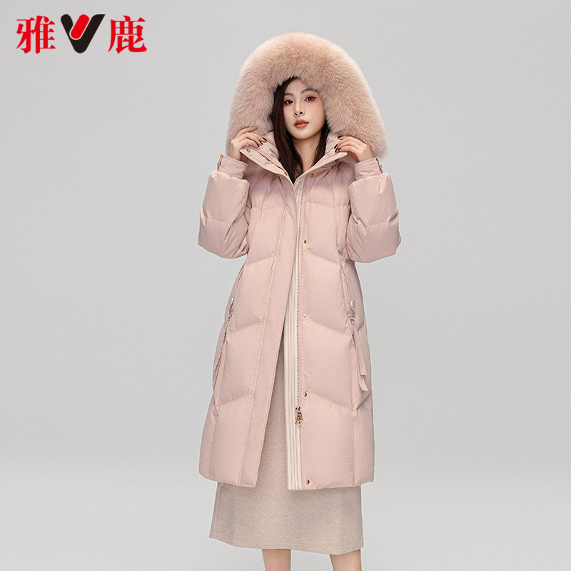 【设计师款】雅鹿羽绒服女2026新款冬季韩版长款狐狸毛领加厚外套
