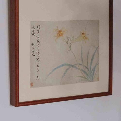 春花秋实花卉新中式挂画写意水墨宋画电表箱书房茶室实木框装饰画