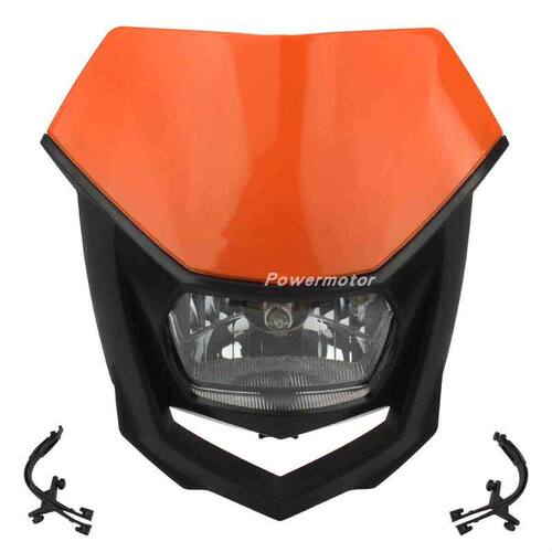 越野摩托车前车灯改装KTM CRF XR WRF通用鬼脸大灯鬼面头罩行车灯