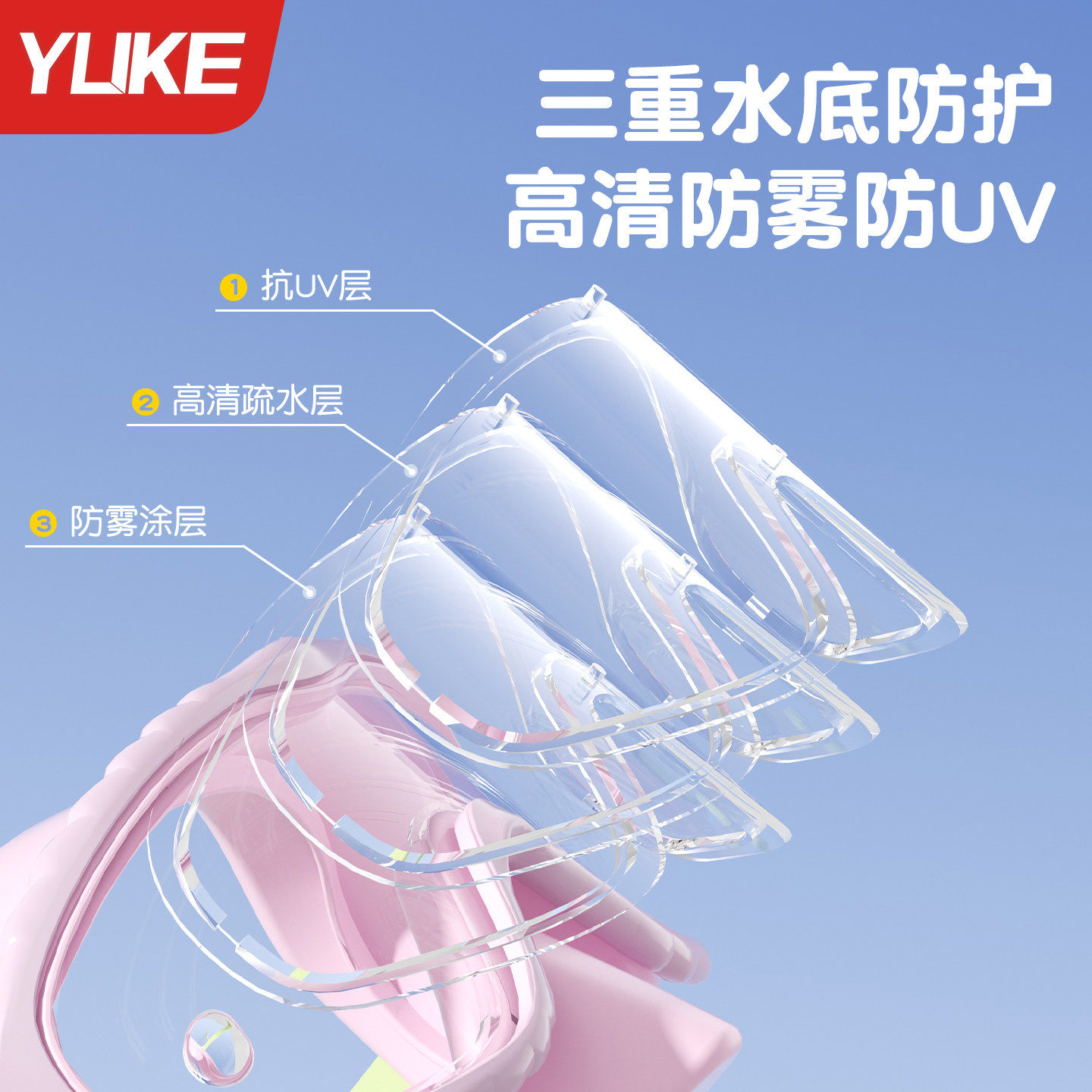 儿童泳镜高清防水防雾护鼻一体式游泳眼镜大框男女童潜水泳帽套装
