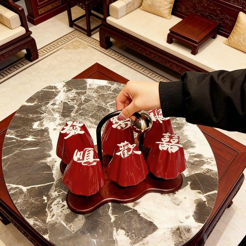 杯子家用喝水红色陶瓷文字水杯轻奢高颜值独特女男生款乔迁送朋友图片