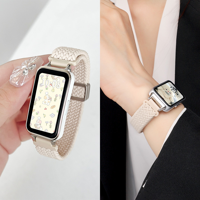 适用于华为手环表带10/9磁吸编织尼龙腕带band7/8表链智能运动擎云HA580八九十代弹力透气高级感男女夏配件