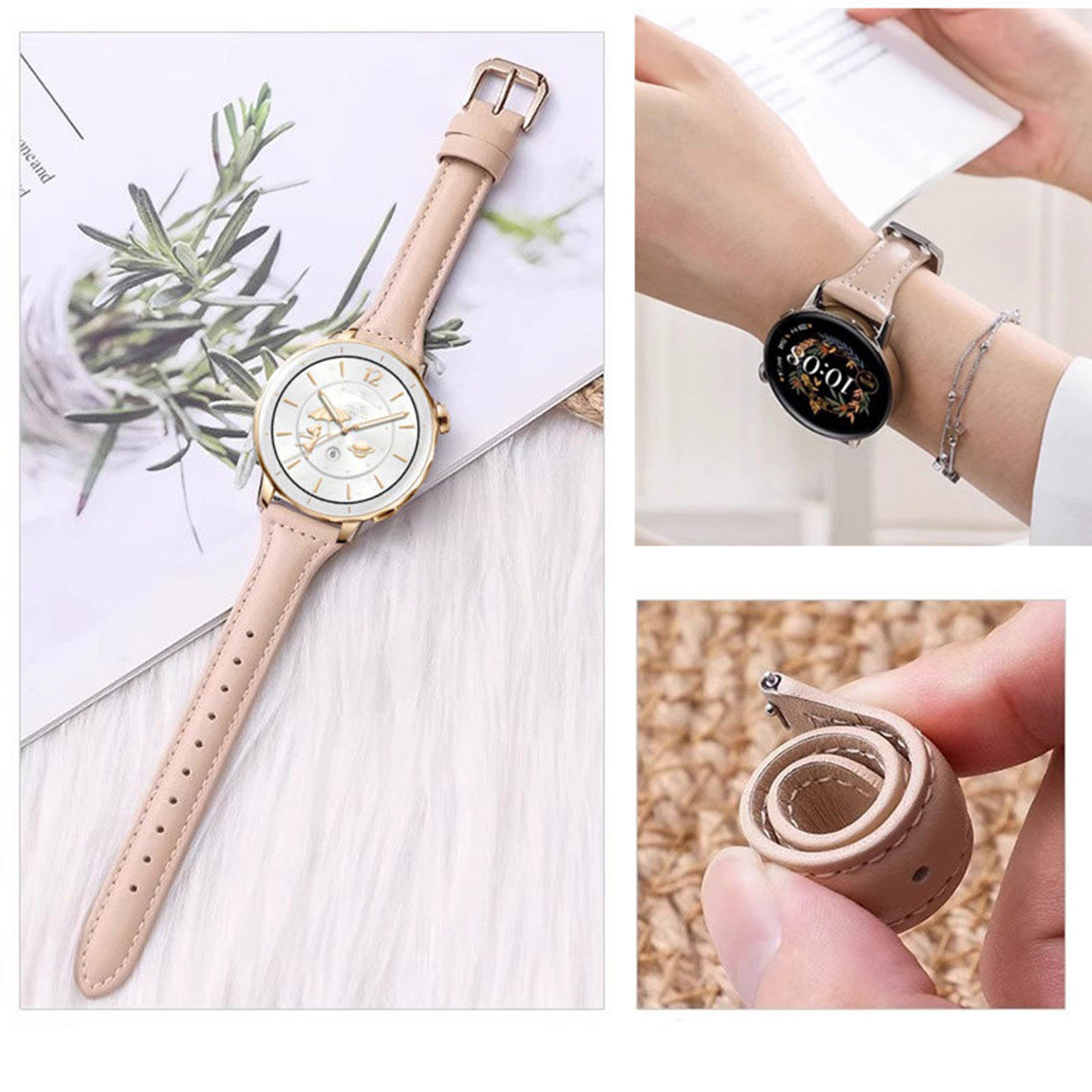 适用于OPPOWatchX3mini表带小蛮腰真皮X2Mini腕带oppo智能运动watchx2mini替换带女款透气舒适高级酒红配件