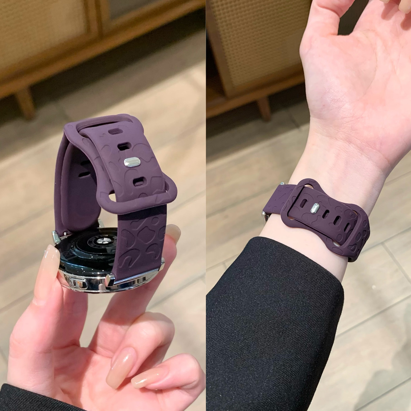 适用于华为GT6手表带watch5硅胶gt5pro猫爪纹腕带新款GT6Pro智能运动手表watch4GT3Pro男女高级替换带夏表链