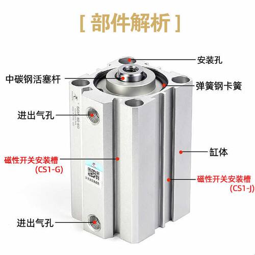 星辰小型气动薄型气缸SDA25/20/32/12/16/40-10X15X50X35*75内牙