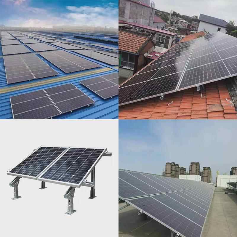 太阳能板固定安装支架配件光伏板固定支架C型钢底座电池板支架图片