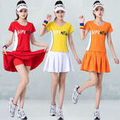 广场舞半身裙水兵舞短裙拉丁舞裙子白色纯棉跳舞裙子团队操演出服