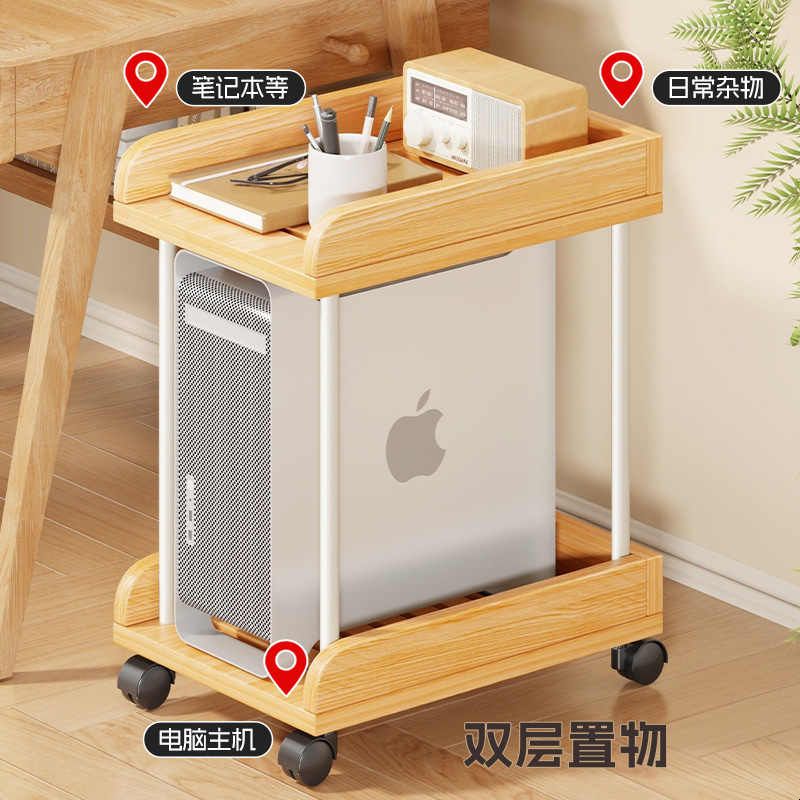 实木主机托架支架可移动机箱底座带滑轮置物架家用台式办公室托盘图片