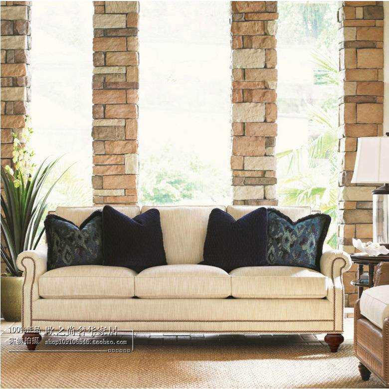 美式乡村布艺三人沙发 欧式地中海简约时尚双人位客厅家具