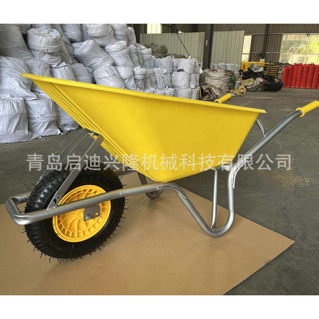 欧洲市场塑料斗独轮手推车110L手推工具车建筑工地水泥斗车公鸡车