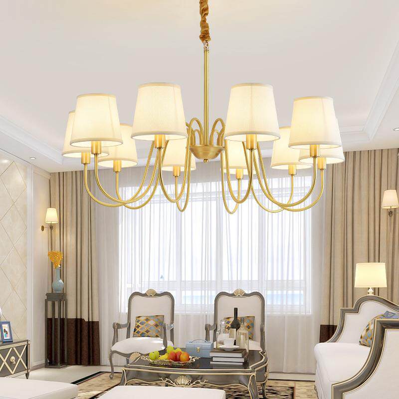 全铜美式吊灯田园乡村创意客厅餐厅灯简约现代卧室灯大气轻奢灯具