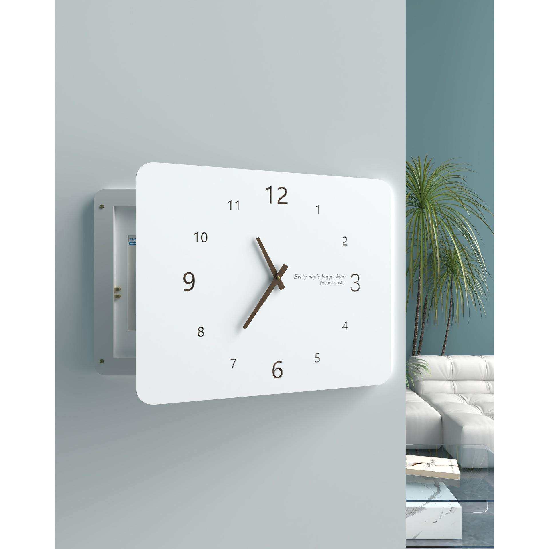 北欧风电表箱装饰画带钟表竖款时钟空气开关电闸配电箱遮挡免打孔