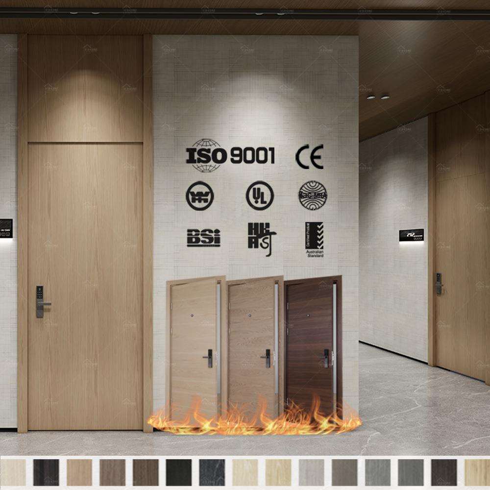 专业酒店防火门厂家酒店客房入口防火门高端天然木饰面木质防火门