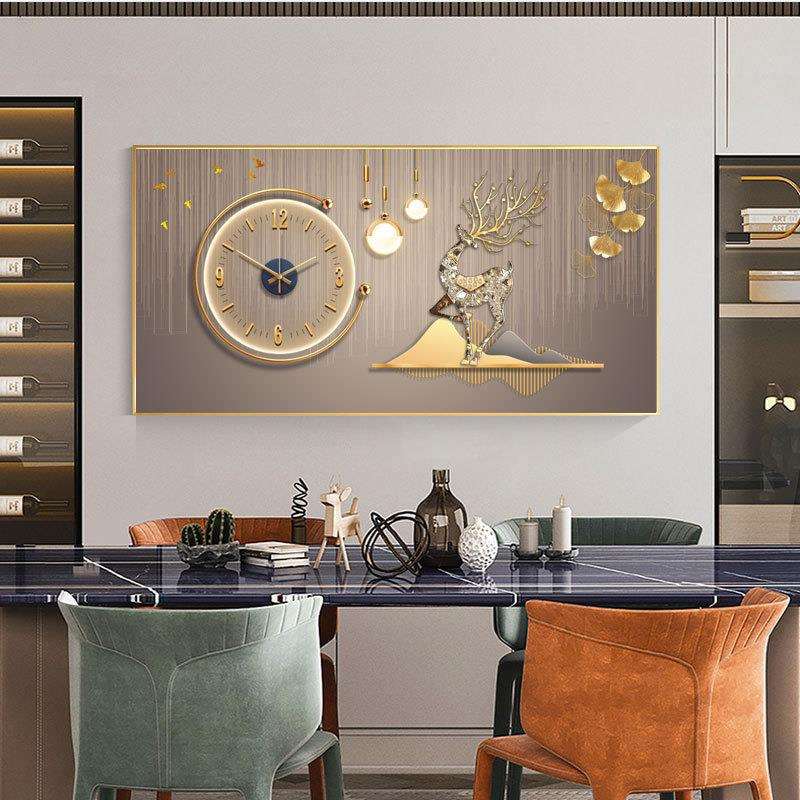 现代时钟表装饰画轻奢创意家用客厅墙壁画时尚餐厅2022时钟墙挂画