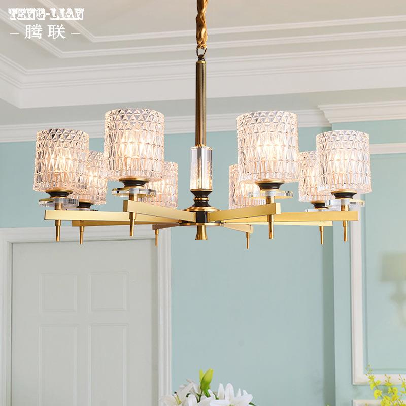 现代简约全铜客厅吊灯后现代全铜卧室餐厅书房吊灯美式大气灯具