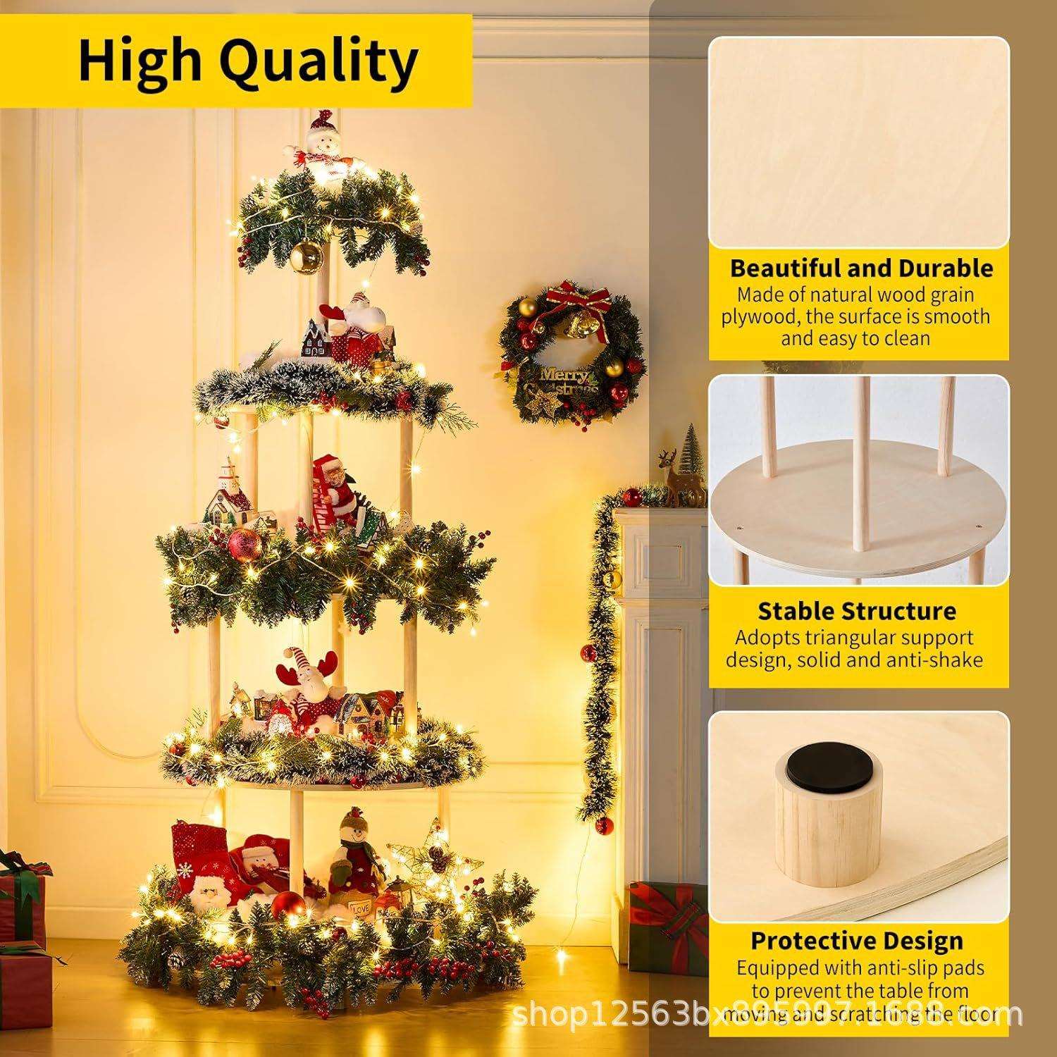 跨境木质圣诞节装饰品挂饰圣诞树挂件吊顶挂件氛围场景布置置物架