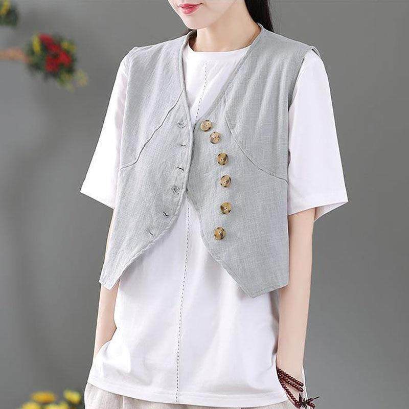 亚麻马甲女文艺复古做旧短款个性百搭拼接小坎肩时尚休闲外搭背心,3C数码配件,USB灯,淘宝优惠券,粉丝福利购,淘宝优惠卷