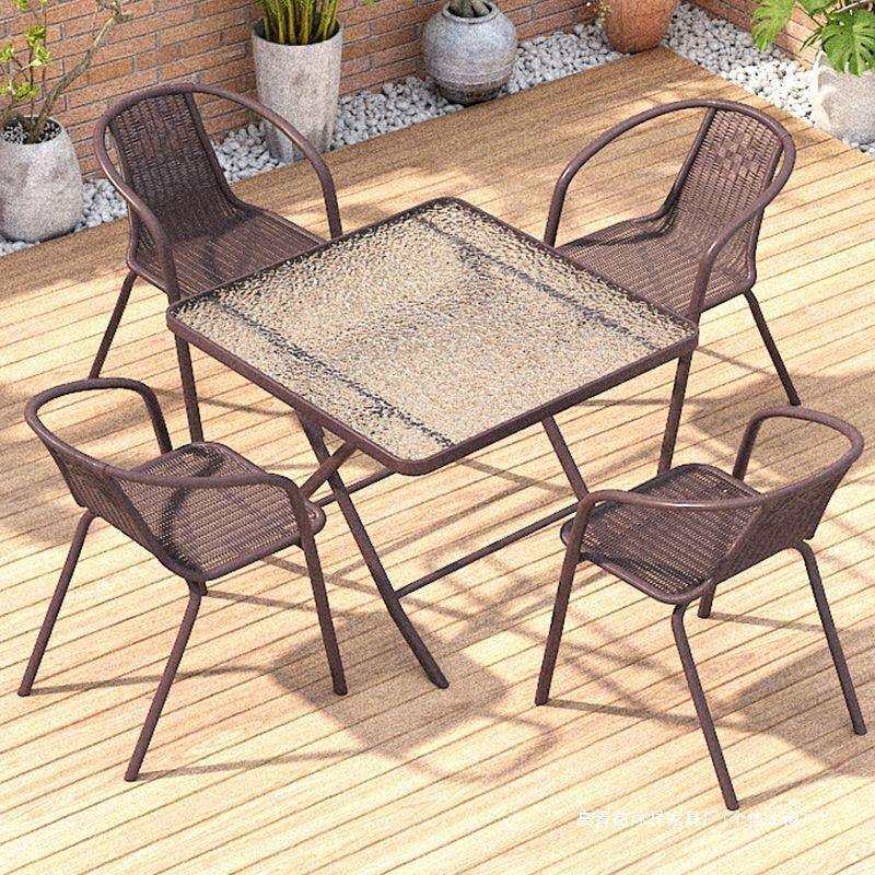 户外桌椅带伞组合庭院露天花园桌椅三件套家用室外休闲阳台小桌椅