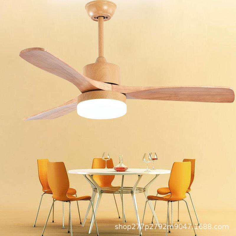 美式复古吊扇灯 北欧实木吊扇灯卧室餐厅客厅吊扇带灯木叶风扇灯