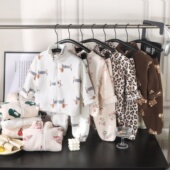 秋上新儿童秋冬加绒加厚保暖套装 男童女童奥利绒俩件套中大童 韩版