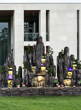 大型假山流水喷泉户外鱼池造景别墅庭院花园酒店公司阳台装饰摆件